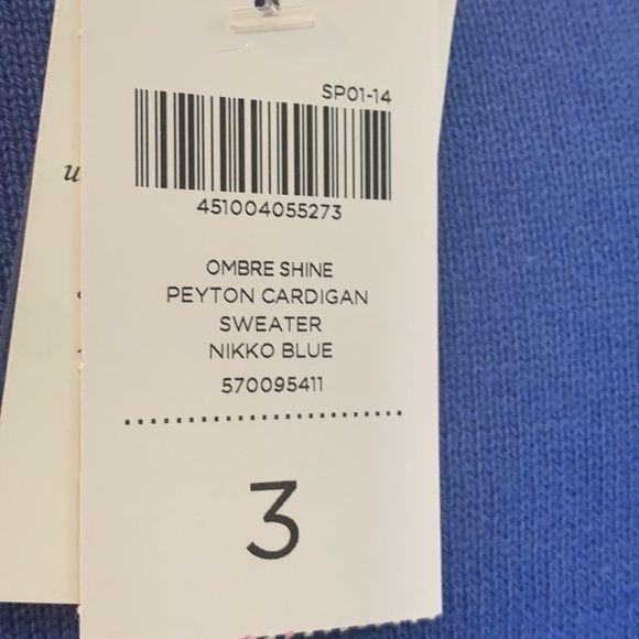NWT Chico’s Ombré Shine Peyton Cardigan Sweater, Nikki blue, 3/XL/16, mature - Picture 5 of 7